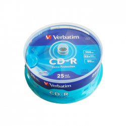 CD-R Verbatim, 700 MB, 52x, 25 bucati/bulk in cake box