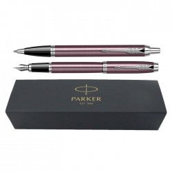 Set pix+stilou Parker IM Royal purpuriu cu accesorii cromate