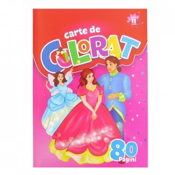 Carte de colorat A4, 80 pagini, model pentru fete, Eurobook