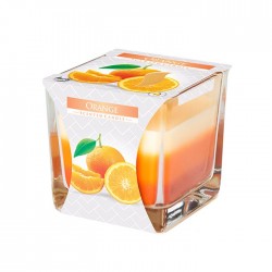Lumanare parfumata in pahar transparent de sticla, Bispol, SNK80-63, portocala, 80x80 mm