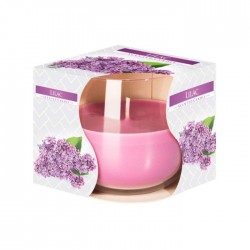 Lumanare parfumata in pahar transparent de sticla, Bispol Liliac, SN71-38