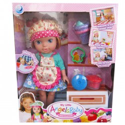 Set papusa Angela, 32 cm, cu accesorii de bucatarie