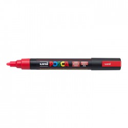 Marker universal UNI PC-5M Posca, 1.8-2.5 mm, rosu fluorescent
