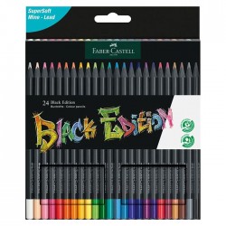 Creioane colorate 24 culori triunghiulare, Black Edition,...