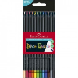 Creioane colorate 12 culori triunghiulare, Black Edition,...