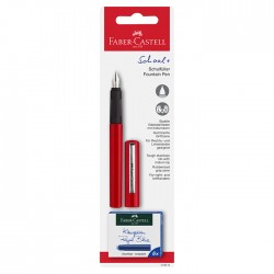 Stilou Faber Castell scolar rosu 149812 cu 6 patroane