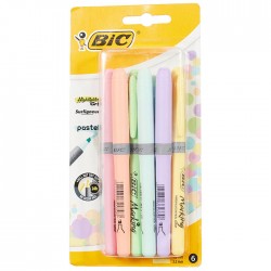 Textmarker Bic Highlighter Grip, culori pastel, 6/set