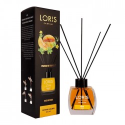 Sticluta cu odorizant lichid si betisoare, 125 ml, Loris Pepene Galben 