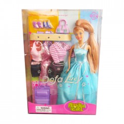 Papusa Defa Lucy cu bagaj, haine si accesorii, 8012