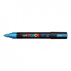 Marker universal UNI PC-5M Posca, 1.8-2.5 mm, albastru metalizat