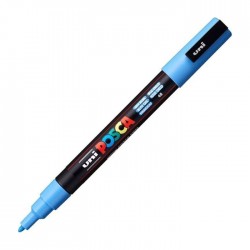 Marker universal UNI PC-5M Posca, 1.8-2.5 mm, albastru sky