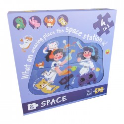 Puzzle 73 piese, 4 in 1, Space, 88947