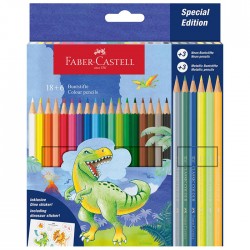 Creioane colorate 18+6 culori Faber Castell, Dinozauri, FC111222