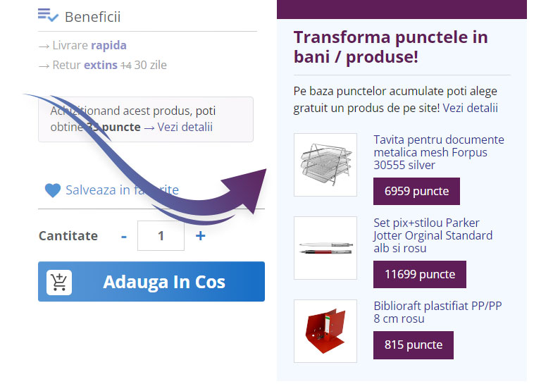 Punctele de loialitate in contul de client.